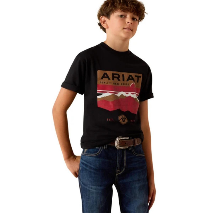 Ariat Boys Highland Sundowner Black Short Sleeve T-Shirt Tee