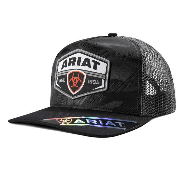 Ariat Unisex Black Camo Mesh Back Snapback Patch Cap Hat