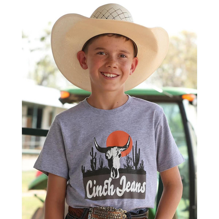 Cinch Boys Graphic Grey Short Sleeve T-Shirt Tee