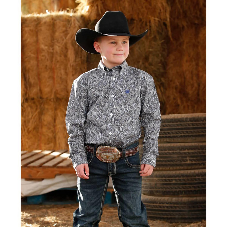Cinch Boys Button Down Multicolor Long Sleeve Shirt