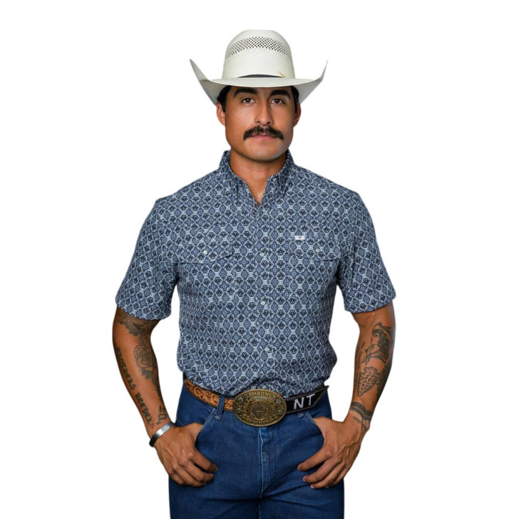 Ferrell Men's The Connor In Blue Short Sleeve Snap Shirt