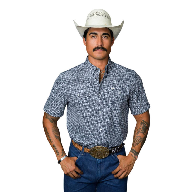 Ferrell Men's The Colton In Blue Short Sleeve Snap Shirt