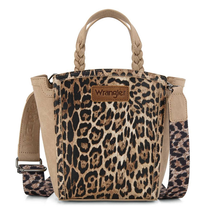 Wrangler Women's Leopard Print Braided Handle Tote Bag