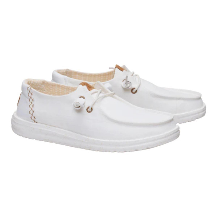 Hey Dude Women's Wendy Chambray Grid Snow White Shoes