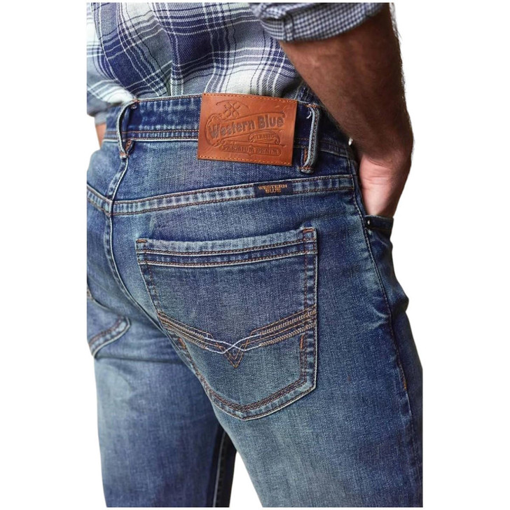 Western blue man denim jean