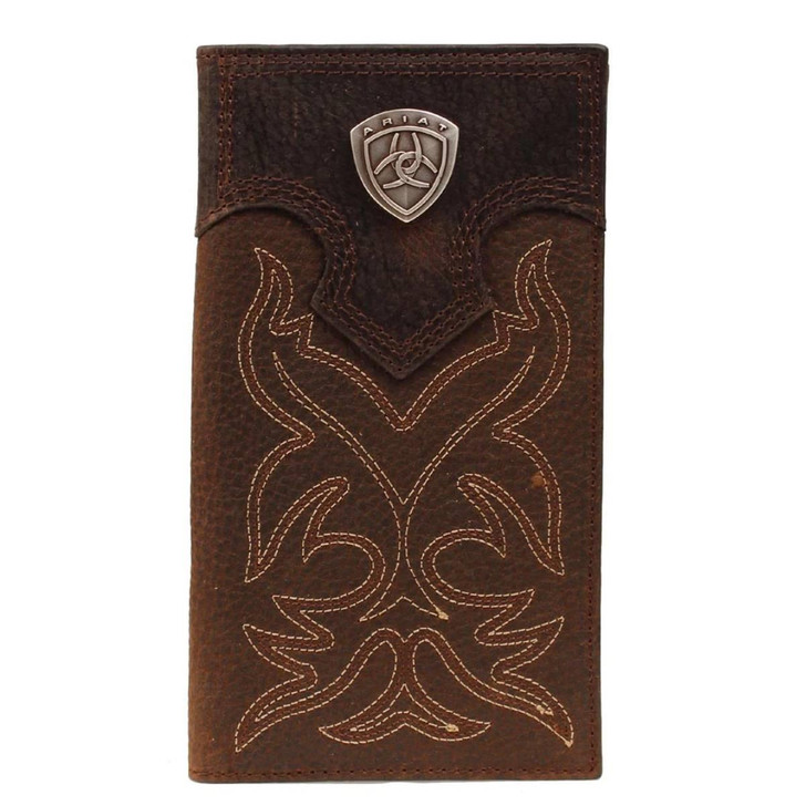 Ariat Men's Rodeo Boot Stitch Shield Brown Wallet Money Clip