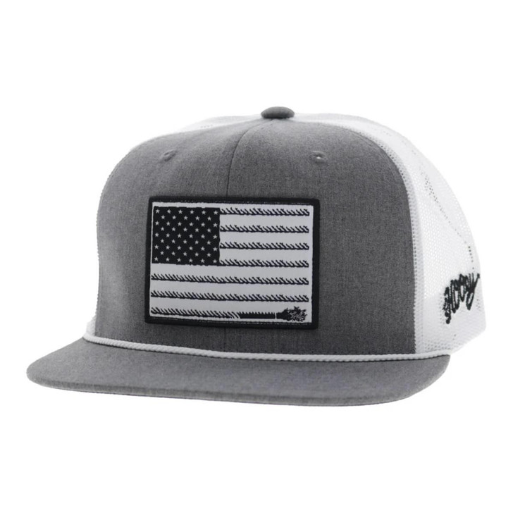 Hooey Unisex Liberty Roper Grey & White Mesh Back Snapback Patch Cap Hat