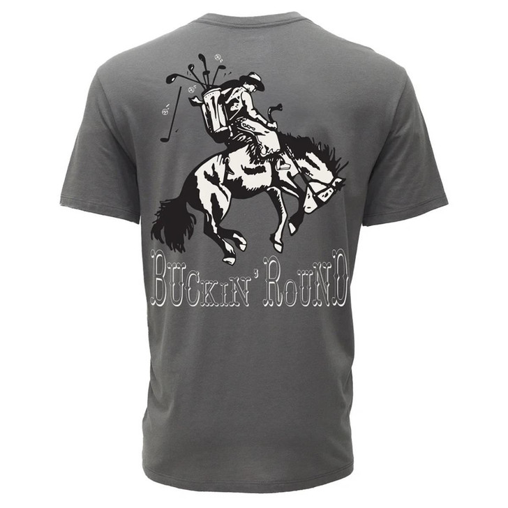 Hooey Men's Buckin' Round Dark Grey Short Sleeve T-Shirt Tee