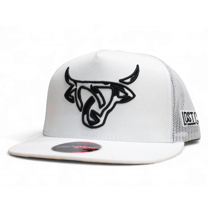 Lost Calf Unisex Cow White Flat Mesh Back Snapback Patch Cap Hat