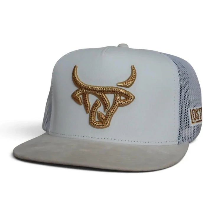 Lost Calf Unisex Sunfade Flat White Mesh Back Snapback Patch Cap Hat