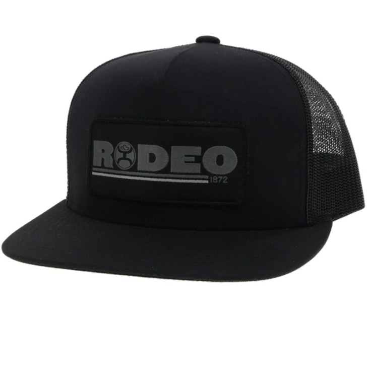 Hooey "Grey Rodeo Logo" Mesh Back Snapback Black Grey Patch Cap Hats - 2154T-BK