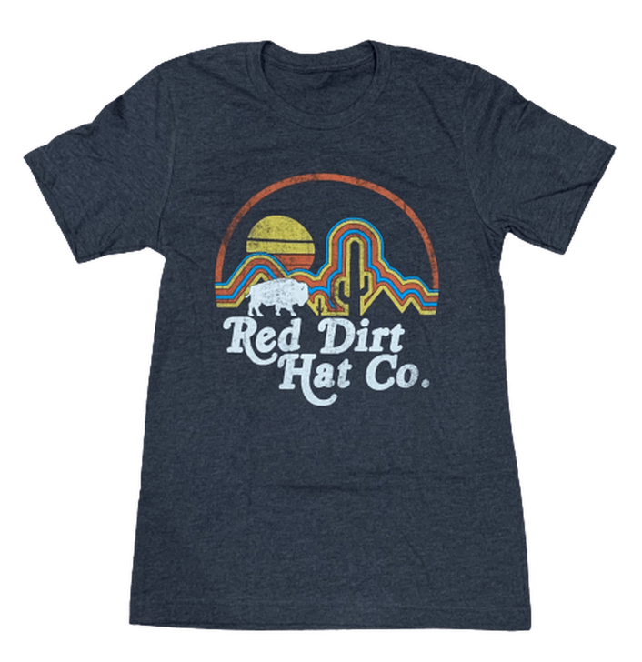 Red Dirt Hat Co. Men's Heather Grey Neon Buffalo Logo Graphic Short Sleeve T-Shirt