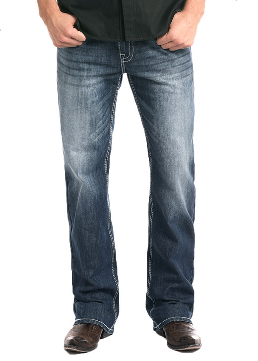 Rock&Roll Men's Reflex Double Barrel Relaxed Fit Stretch Straight Bootcut Denim Pants Jeans - M0S3473 - 32