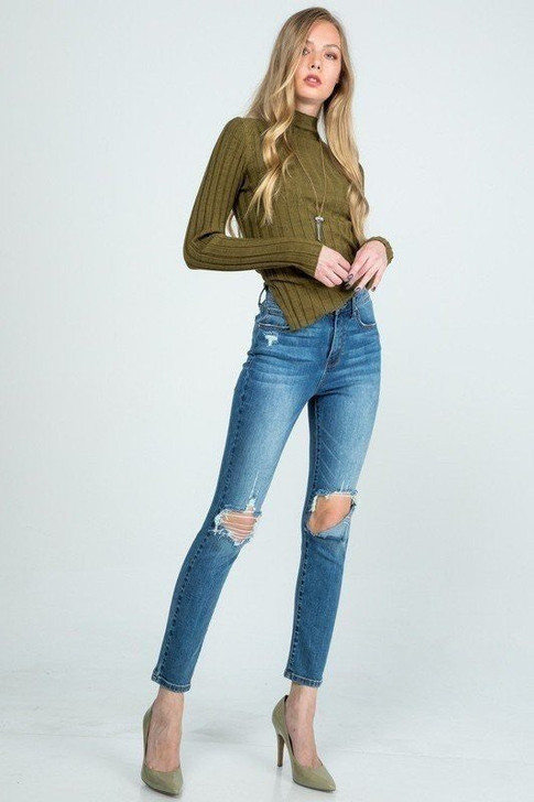 Special A Women's High Rise Skinny W Destroy Denim Jeans - P7525ML