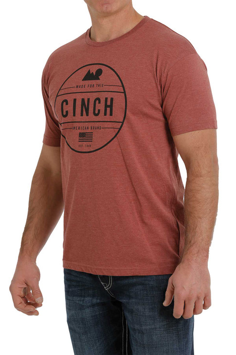 Cinch Men's Short Sleeve Heather Coral T-Shirt Tee - MTT1690466