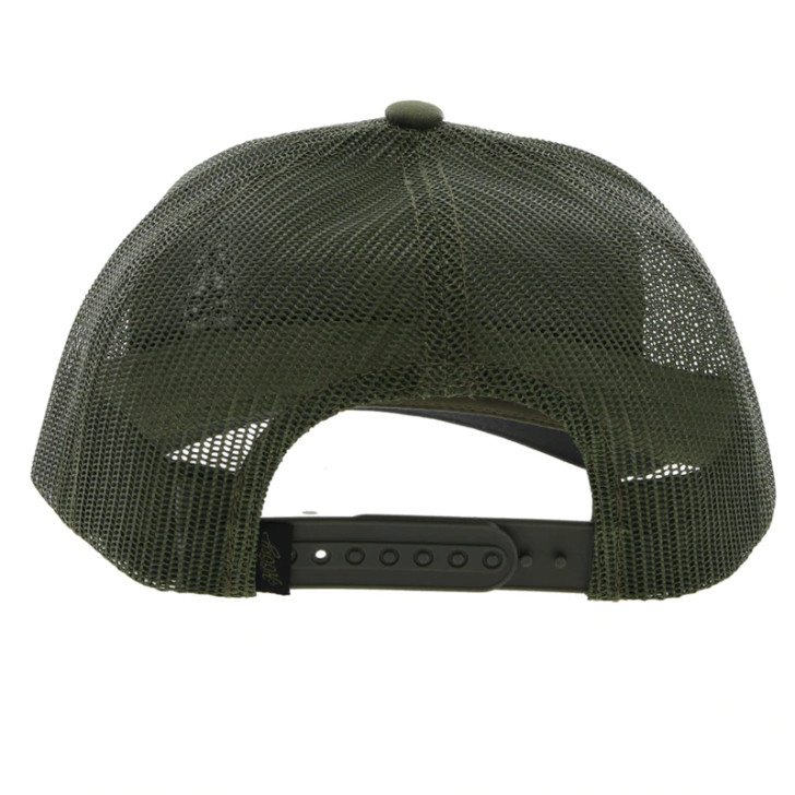 Hooey "Hog" Olive 5 Panel Mesh Back Snap Back Trucker Patch Cap Hats - 3029T-OL