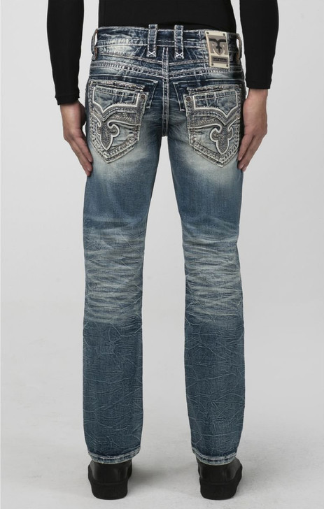 Rock Revival Men's "Waterfall J200" Straight Denim Jeans - RP3634J200R - 34"