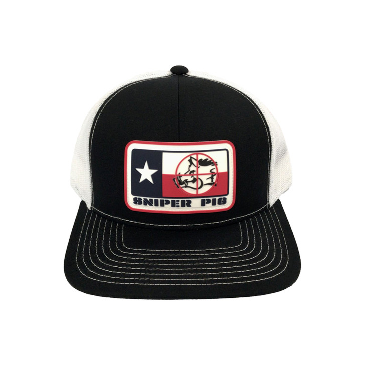Sniper Pig Texas Mesh Back Snapback Black-White Patch Cap Hats - SP2212