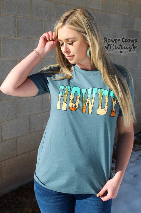 Rowdy Crowd Women's Howdy Darlin Short Sleeve T-Shirt Tee - RHOWDY-GRY
