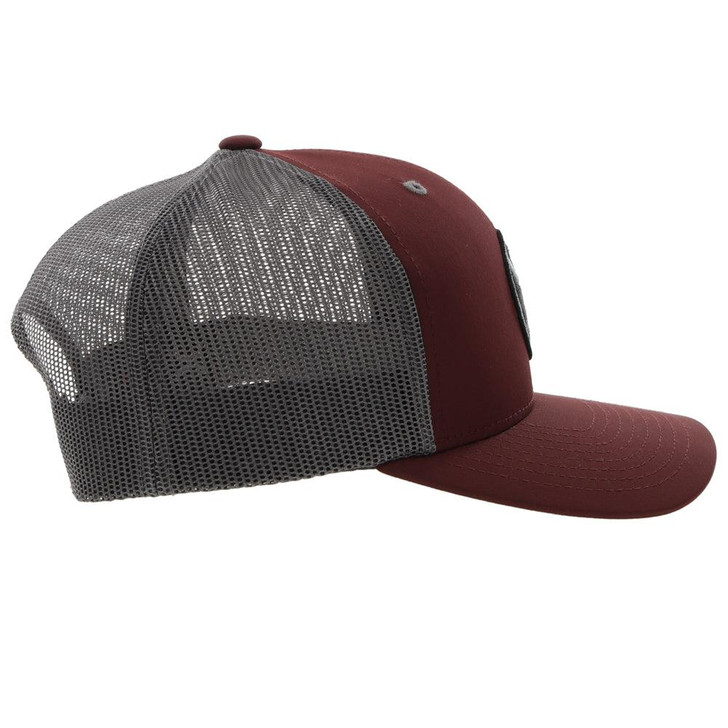 Hooey "Primo" Trucker Mesh Back Snapback Maroon/Grey Patch Cap Hats - 2246T-MAGY