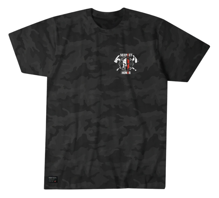 Howitzer Men's Black Camo Respect Fire Crew Neck Short Sleeve T-Shirt Tee - CV3837