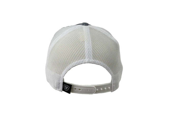 Ariat Heather Grey & White Logo Embroidered Mesh Back Snapback Ball Patch Cap Hats - 1504905