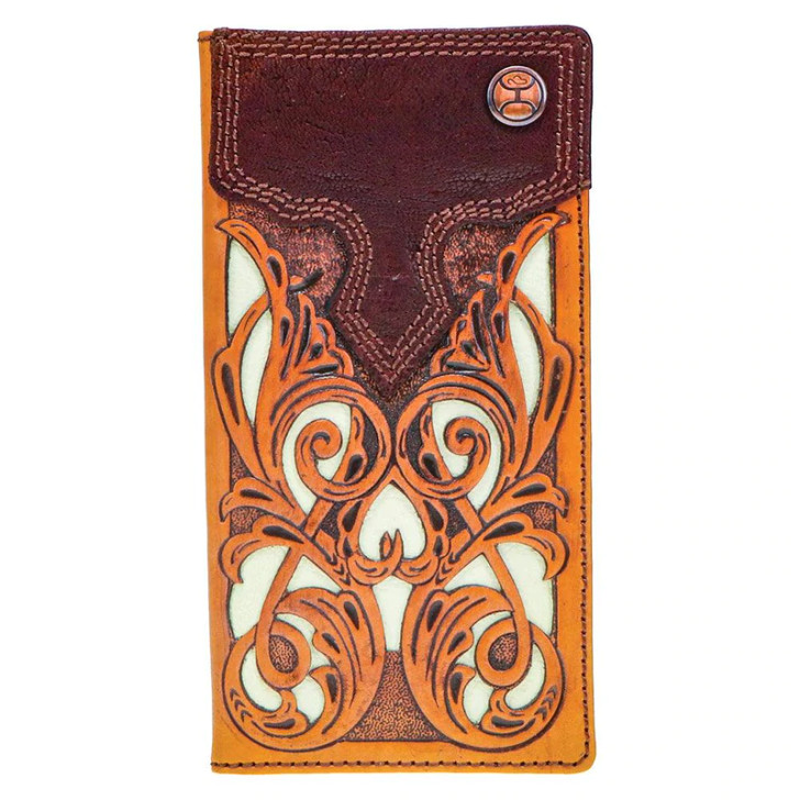Hooey "TOP NOTCH" Handtooled Tan/Brown W/Ivory Leather Rodeo Wallet - HW008-TNBR