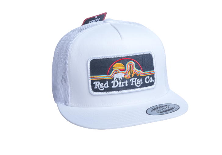 Red Dirt Hat Co. Neon Buffalo Mesh Back Snapback White Patch Cap Hats - RDHC181