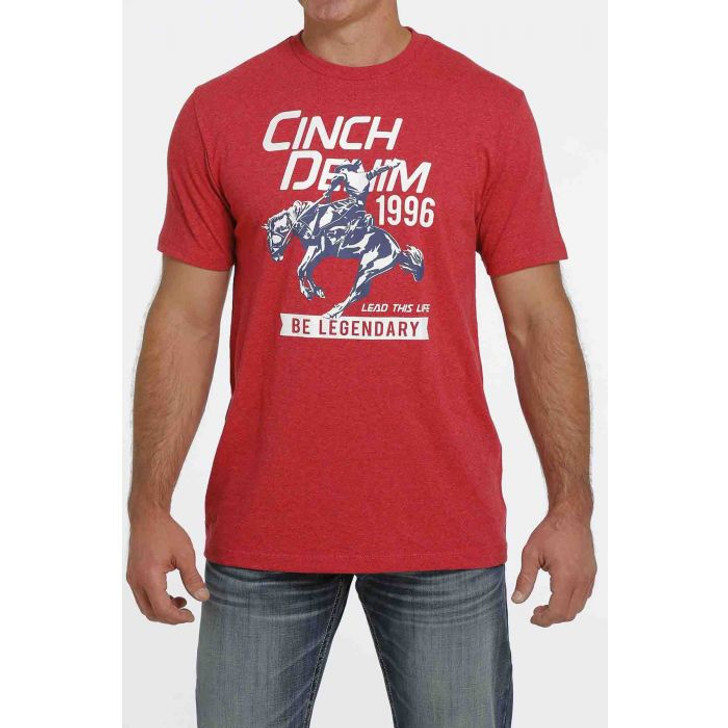 Cinch Men's Heather Red Short Sleeve T-Shirt Tee - MTT1690503