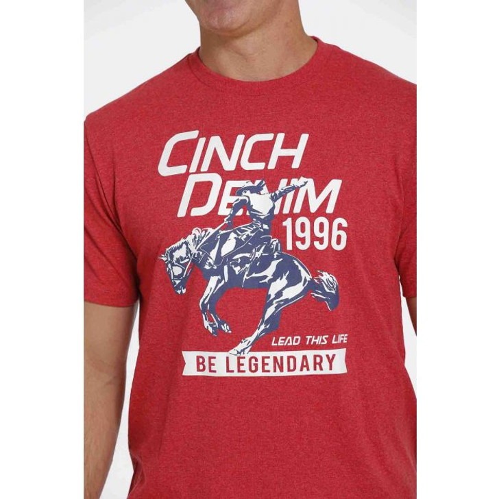 Cinch Men's Heather Red Short Sleeve T-Shirt Tee - MTT1690503