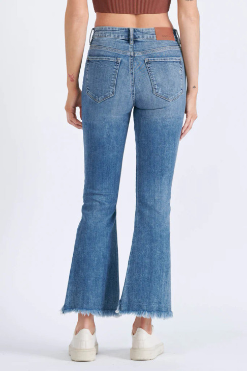 Hidden Women's Happi High Rise Chewed Flare Cropped Straight Denim Jeans - HD3785-M