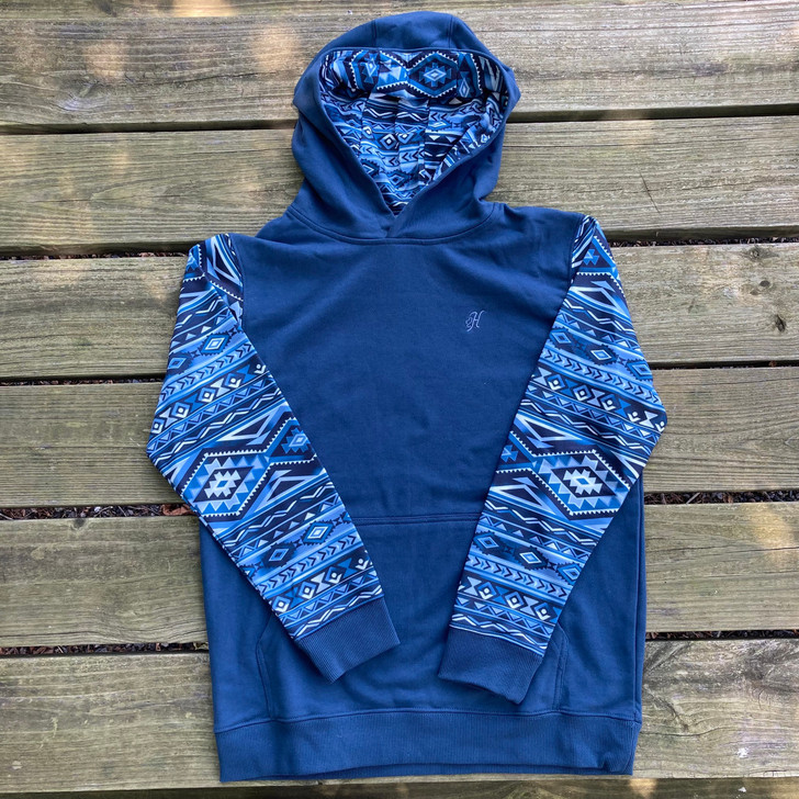 Hooey Youth Summit Navy Aztec Hoodie Sweatshirt - HH1191NVAZ-Y