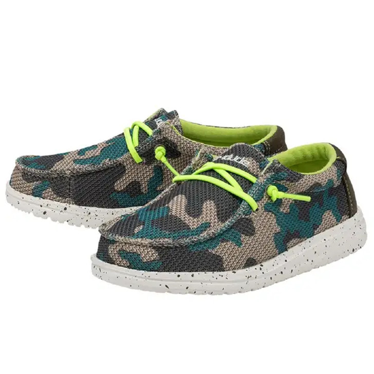 Hey Dude Youth Wally Camo Shoes - 130137034