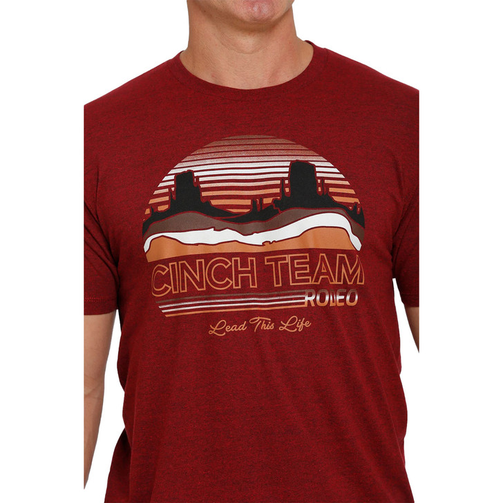Cinch Men's Heather Red Short Sleeve T-Shirt Tee - MTT1690515