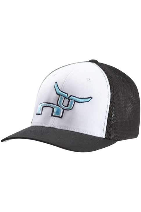 Rope Smart Black & White Fitted Hat Mesh Back Patch Cap Hats - 120TSB