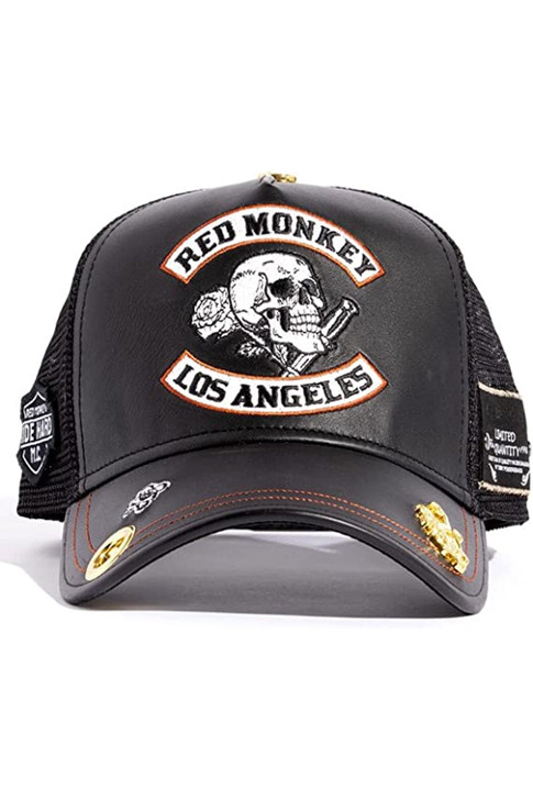Red Monkey Unisex Red Monkey Riders Mesh Back Snapback Patch Cap Hats - RM1399