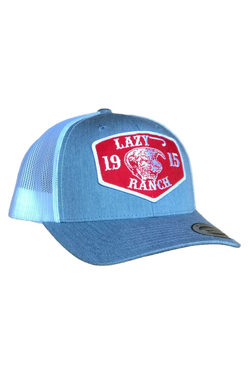 Lazy J Unisex Red Ranch Mesh Back Snapback Patch Cap Hats - HEATHWHT3RR
