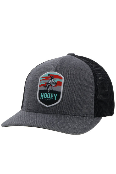 Hooey Mens Cheyenne Logo Adjustable Snapback Cap Hat, Charcoal/Black