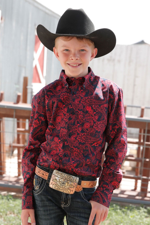 Cinch Youth Paisley Print Long Sleeve Shirt Jacket - MTW7060314