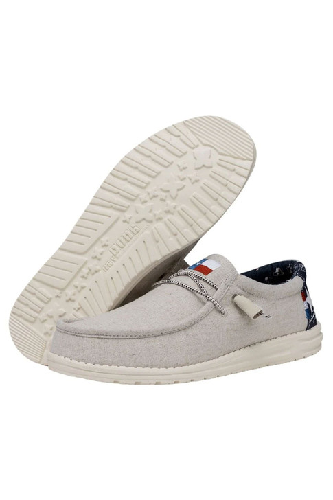 Hey Dude Men's Wally Texas Canvas Off White Shoes - 40380-1LB