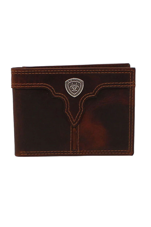 Ariat Men's Bifold Center Bump Shield Brown Money Clip - A3550202