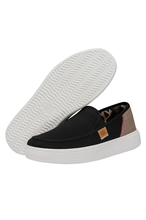 Hey Dude Women's Sunapee Craft Linen Black Shoes - 40602-001