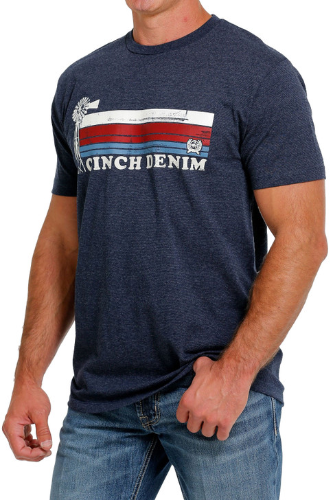 Cinch Men's Denim Navy Short Sleeve T-Shirt Tee - MTT1690588