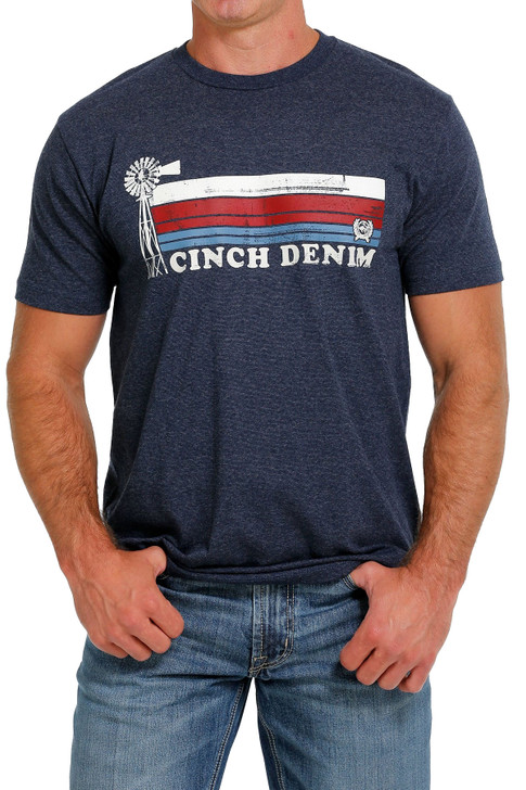 Cinch Men's Denim Navy Short Sleeve T-Shirt Tee - MTT1690588