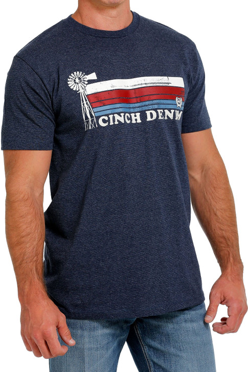 Cinch Men's Denim Navy Short Sleeve T-Shirt Tee - MTT1690588