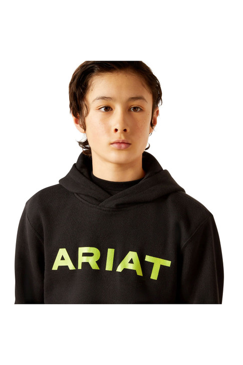 Ariat Boy's Front Logo Black Hoodie Sweatshirt - 10046477