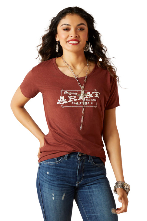 Ariat Women's Denim Label Rust Heather Short Sleeve T-Shirt Tee - 10047604