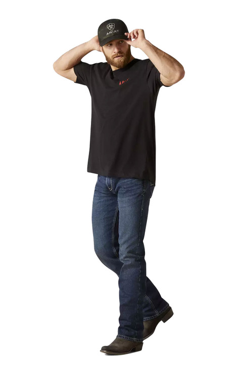 Ariat Men's Western Vertical Flag Black Short Sleeve T-Shirt Tee - 10047614