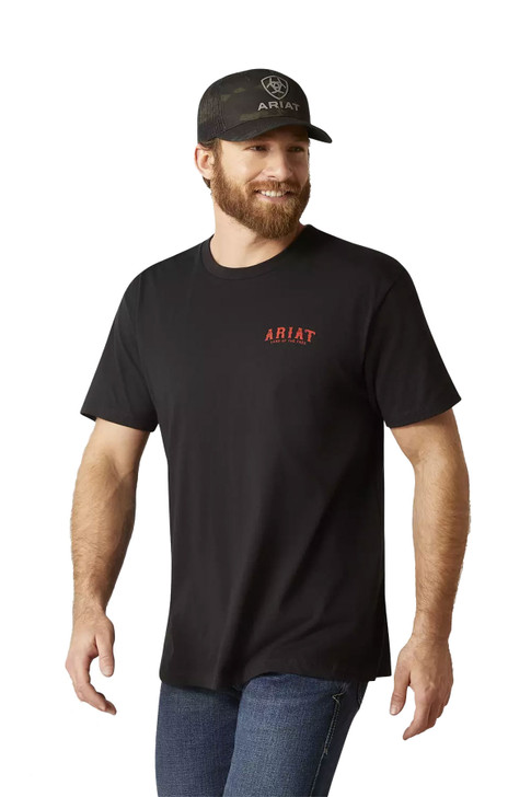 Ariat Men's Western Vertical Flag Black Short Sleeve T-Shirt Tee - 10047614