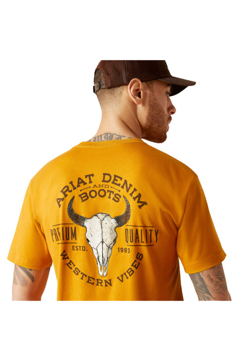 Ariat Men's Bison Skull Buckhorn Heather Short Sleeve T-Shirt Tee - 10047720
